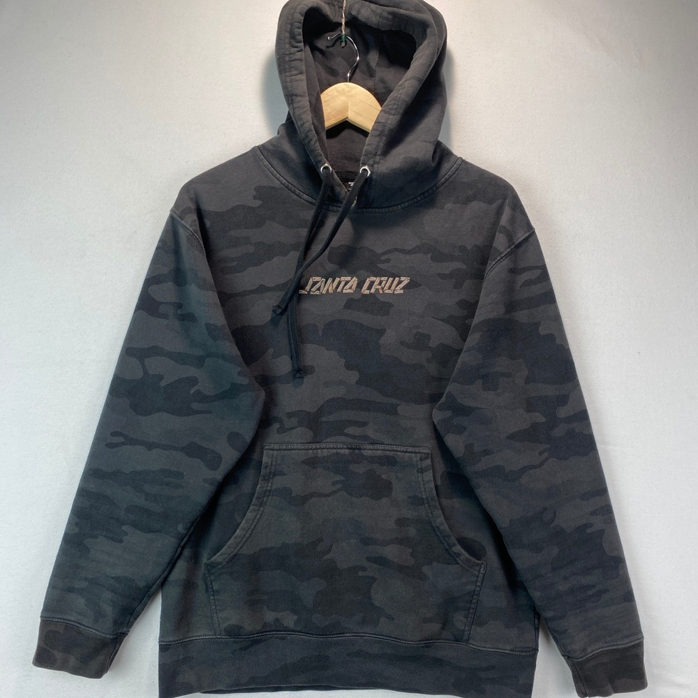Santa Cruz Screaming Hand Bear Paw Camo Hoodie Mens Size Medium Black Pullover